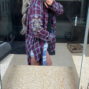 Free People Embroiled Button Up Tunic L